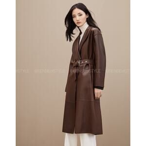 Brunello Cucinelli Leather Reversible Brown Black Coat Jacket Size 42 M